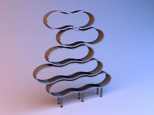 wavy shelves cupboard 3D Model