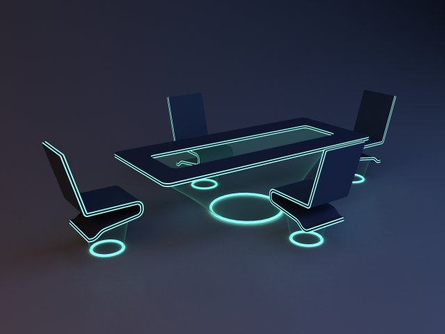 scifi futuristic office furniture Modèle 3D .c4d .max .obj .3ds .fbx .stl .blend 