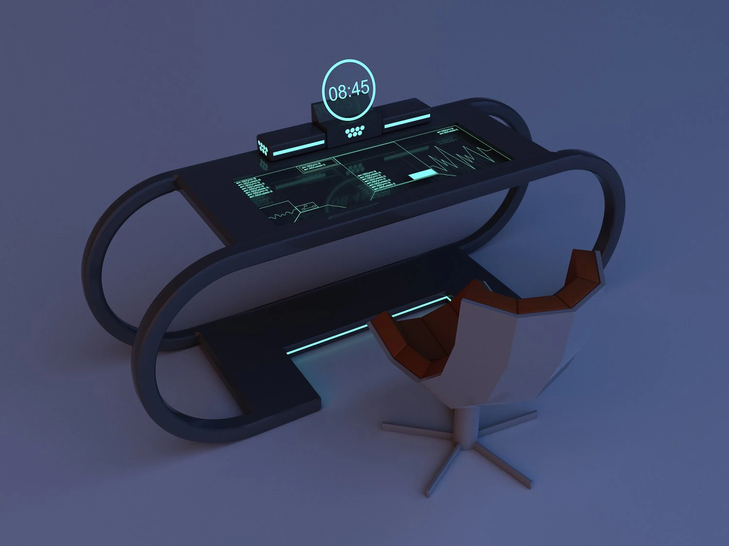 scifi futuristic table and chair 3D Model .c4d .max .obj .3ds .fbx .stl .blend 