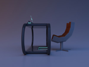 scifi futuristic table and chair 3D Model