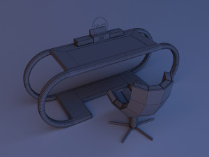 scifi futuristic table and chair 3D Model