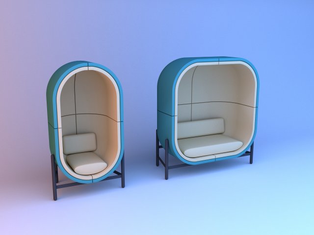 capsule office furniture 3D 모델 .c4d .max .obj .3ds .fbx .stl .blend 