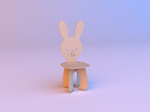 rabbit kids wood chair 3D Model