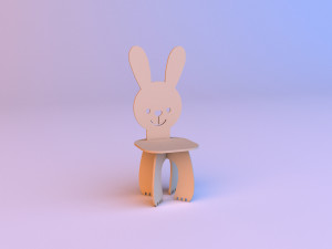 rabbit kids wood chair Modelo 3D