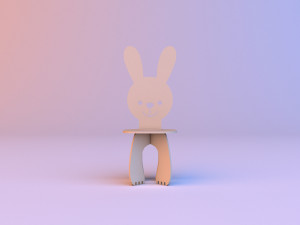 rabbit kids wood chair Modello 3D