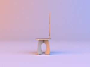 rabbit kids wood chair Modello 3D