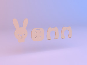 rabbit kids wood chair Modello 3D
