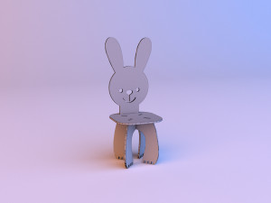 rabbit kids wood chair Modello 3D