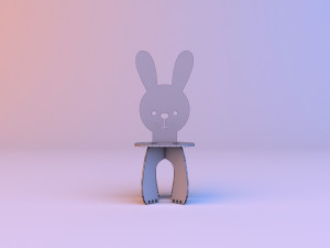 rabbit kids wood chair Modello 3D