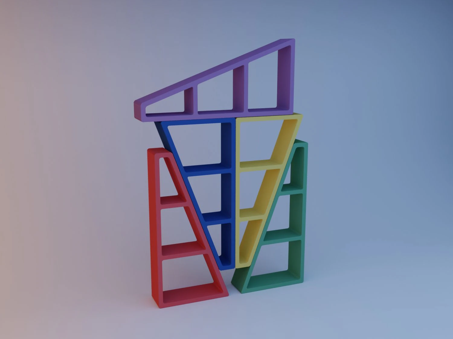 cupboard triangle library kids 3D Model .c4d .max .obj .3ds .fbx .stl .blend 