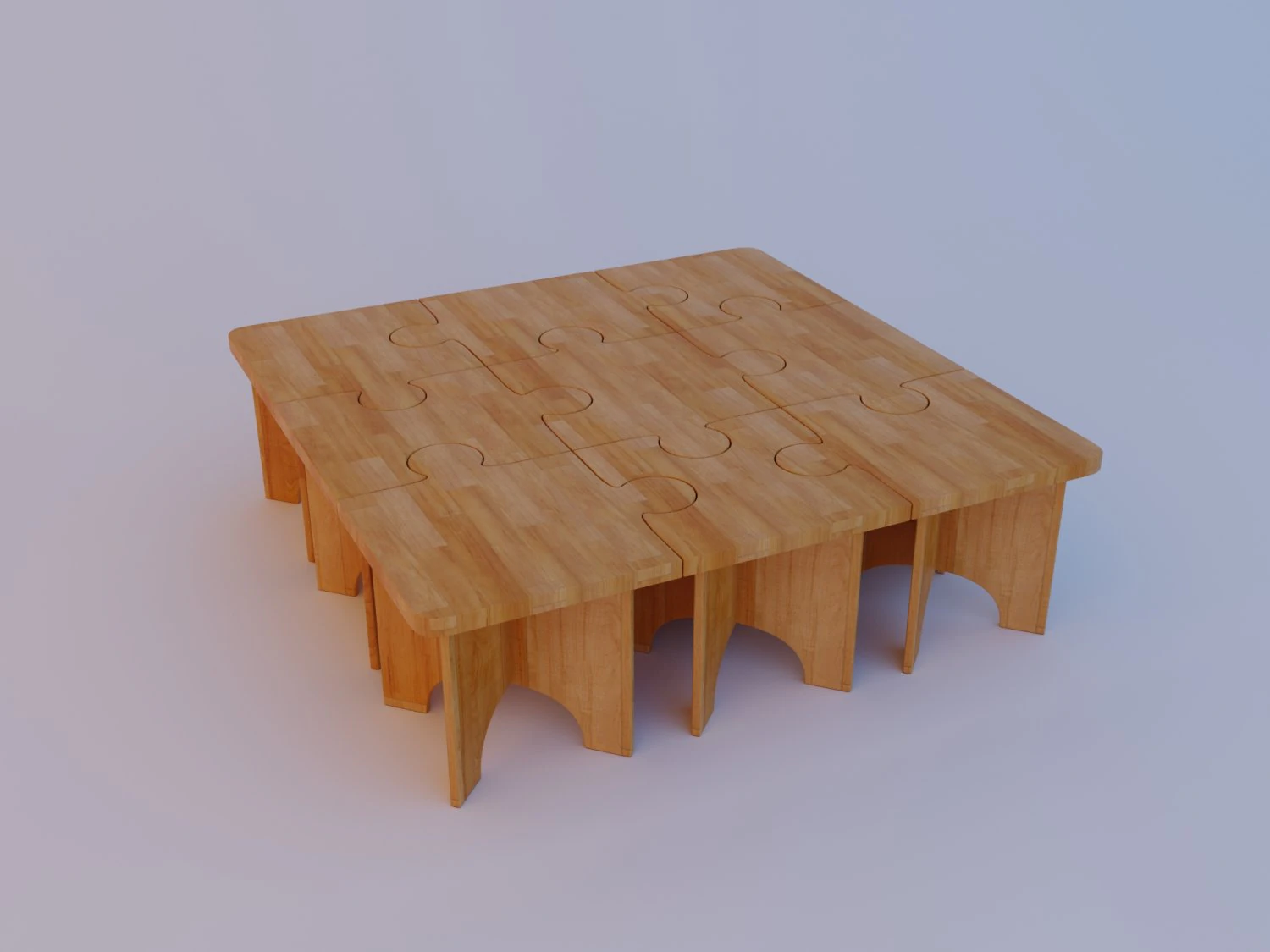 wood puzzle table kids 3D Model .c4d .max .obj .3ds .fbx .stl .blend 