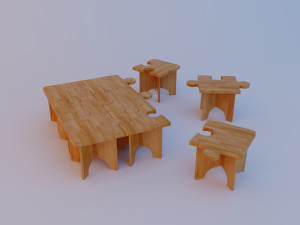 wood puzzle table kids Modelo 3D