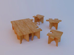 wood puzzle table kids 3D Model
