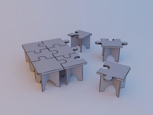 wood puzzle table kids Modelo 3D