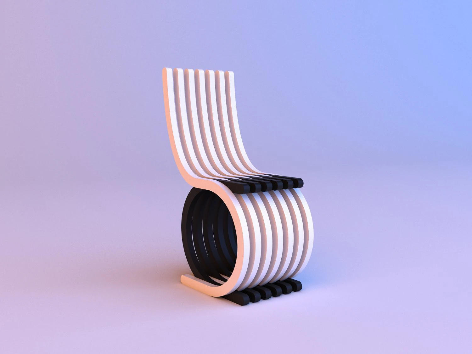 black-white plastic parametric chair 3D Model .c4d .max .obj .3ds .fbx .stl .blend