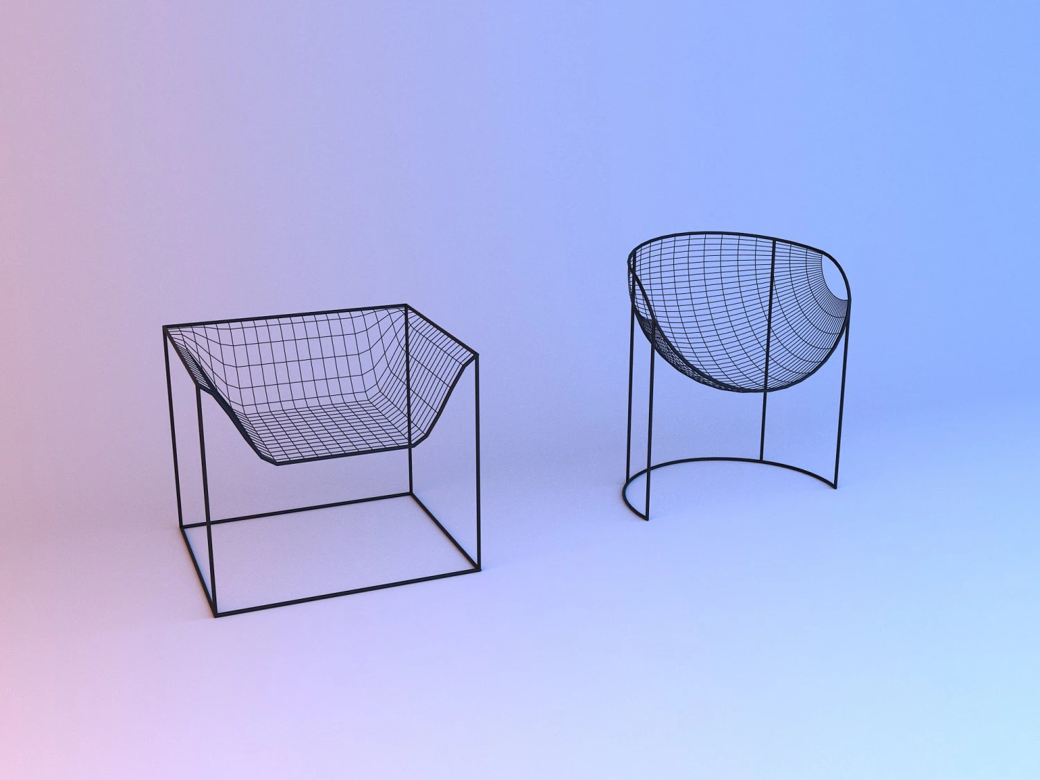 grid metal chair 3D Model .c4d .max .obj .3ds .fbx .stl .blend