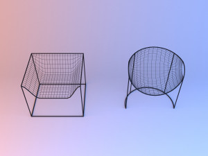 grid metal chair Model 3D