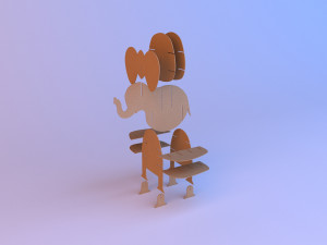 childrens elephant bookcase 3Dモデル