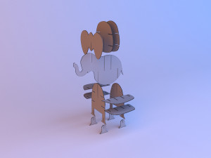 childrens elephant bookcase 3Dモデル