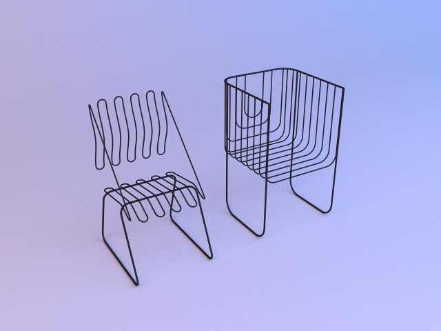 metal grid chair 3D in 3DExport