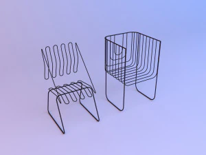 sedia in griglia metallica Modello 3D