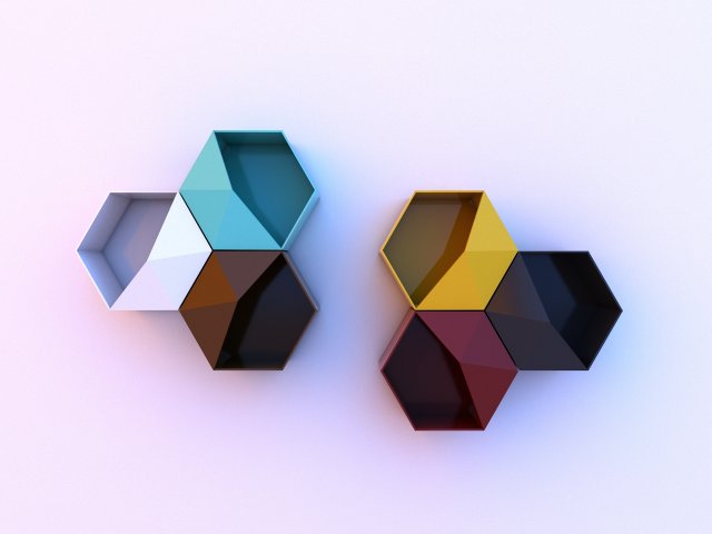 metal hexagonal hanging shelf 3D Model .c4d .max .obj .3ds .fbx .stl .blend 