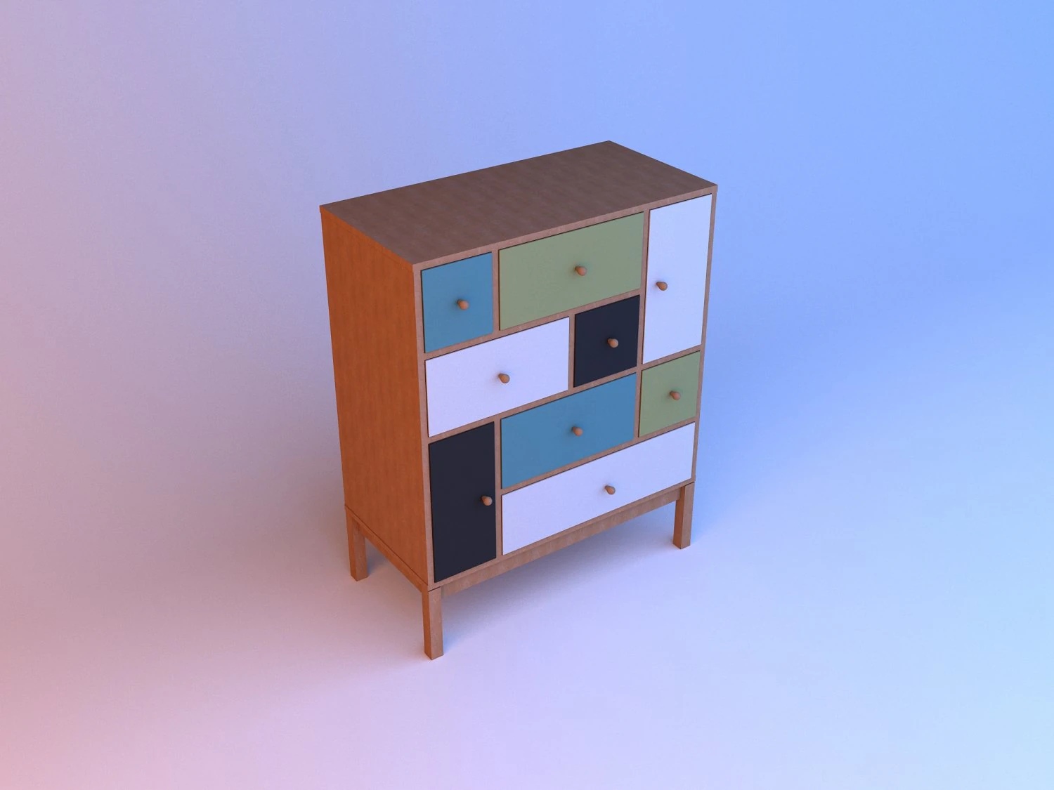 wood buffet furniture 3D Model .c4d .max .obj .3ds .fbx .stl .blend