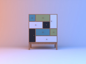 wood buffet furniture 3D 모델
