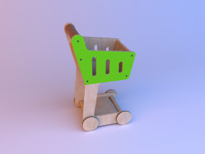 toys shopping wooden cart 3D Model