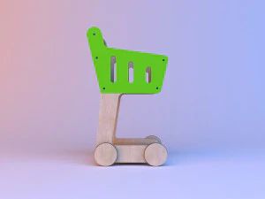 toys shopping wooden cart 3D Model
