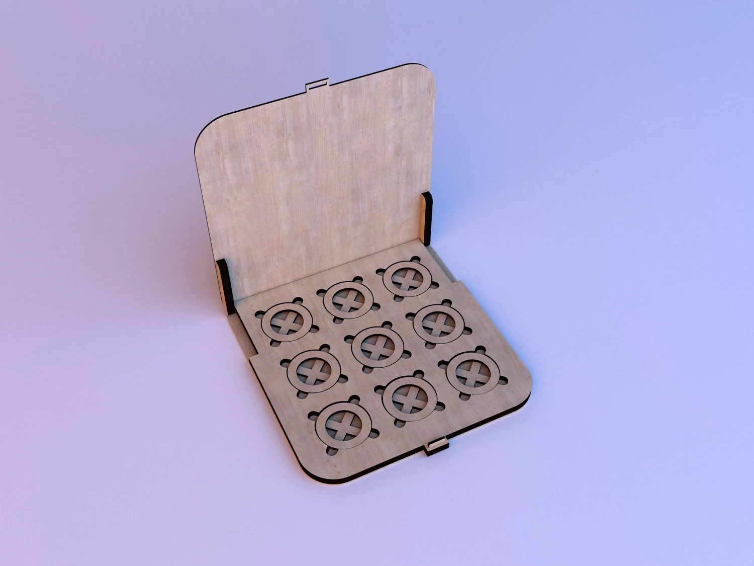 wooden handmade tictactoe game 3D Model .c4d .max .obj .3ds .fbx .stl .blend 