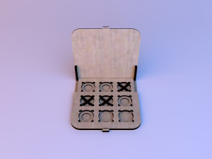 wooden handmade tictactoe game 3D 모델