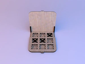 wooden handmade tictactoe game 3D Model