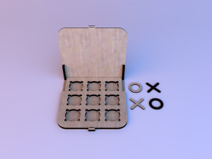 wooden handmade tictactoe game 3D 모델