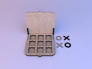 wooden handmade tictactoe game 3D Model
