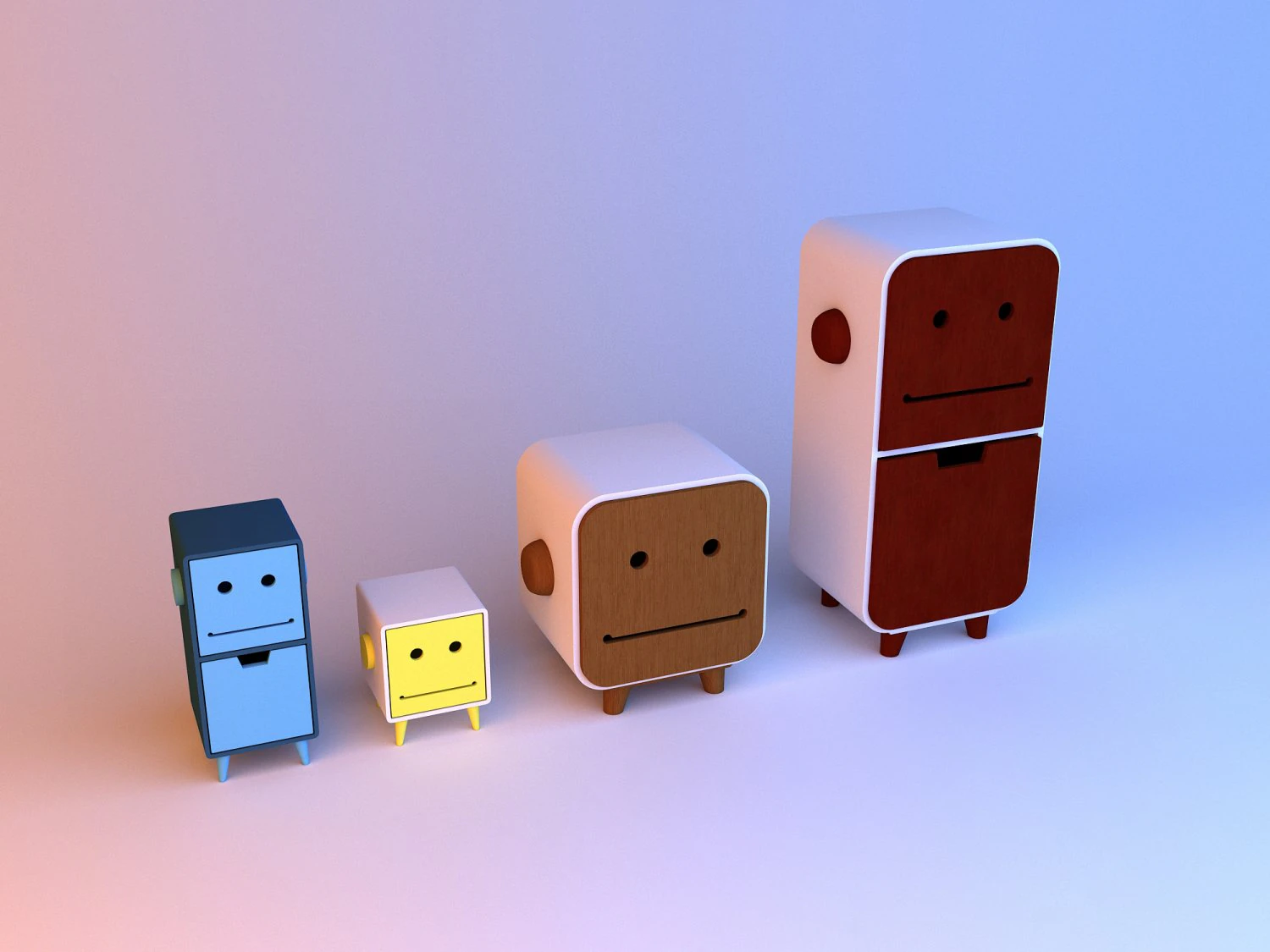 robot kids storage 3D Model .c4d .max .obj .3ds .fbx .stl .blend 