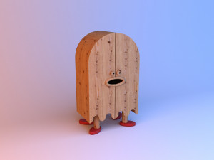 wooden kids ghost cupboard 3D Model
