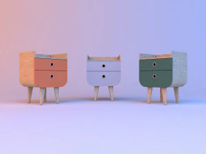 table de nuit en bois pour le rangement Modèle 3D