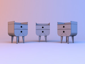 wooden nightstand for storage 3D-Modell