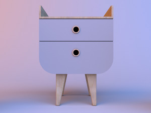 wooden nightstand for storage 3D-Modell
