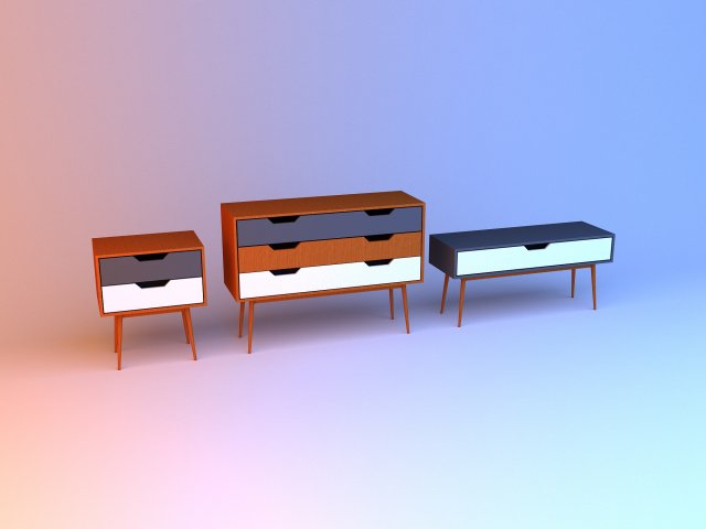 scandinavian bedside table 3D Model .c4d .max .obj .3ds .fbx .stl .blend 