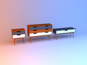 scandinavian bedside table 3D Model