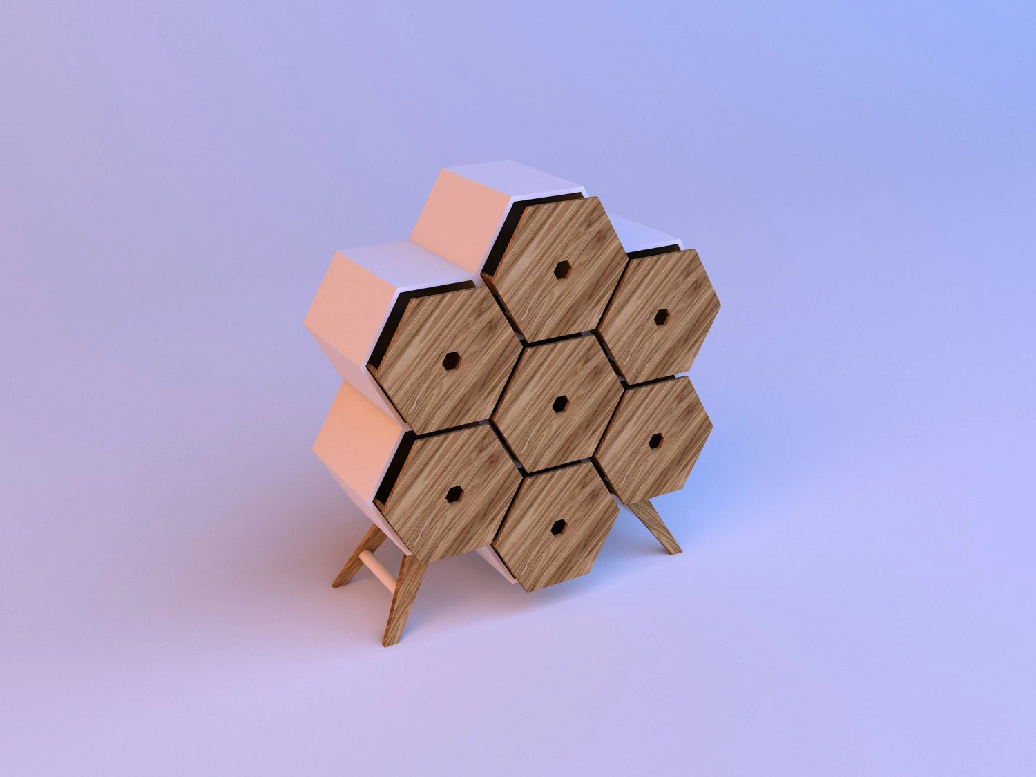 honeycomb wood cupboard 3D Model .c4d .max .obj .3ds .fbx .stl .blend