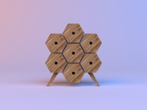 honeycomb wood cupboard 3Dモデル