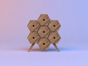 honeycomb wood cupboard 3D Model