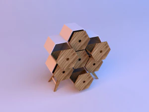 honeycomb wood cupboard 3D Model