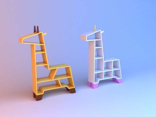 animal kids bookshelf 3D 모델 .c4d .max .obj .3ds .fbx .stl .blend 