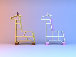 animal kids bookshelf 3D 모델