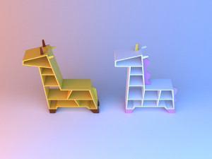 animal kids bookshelf 3D 모델