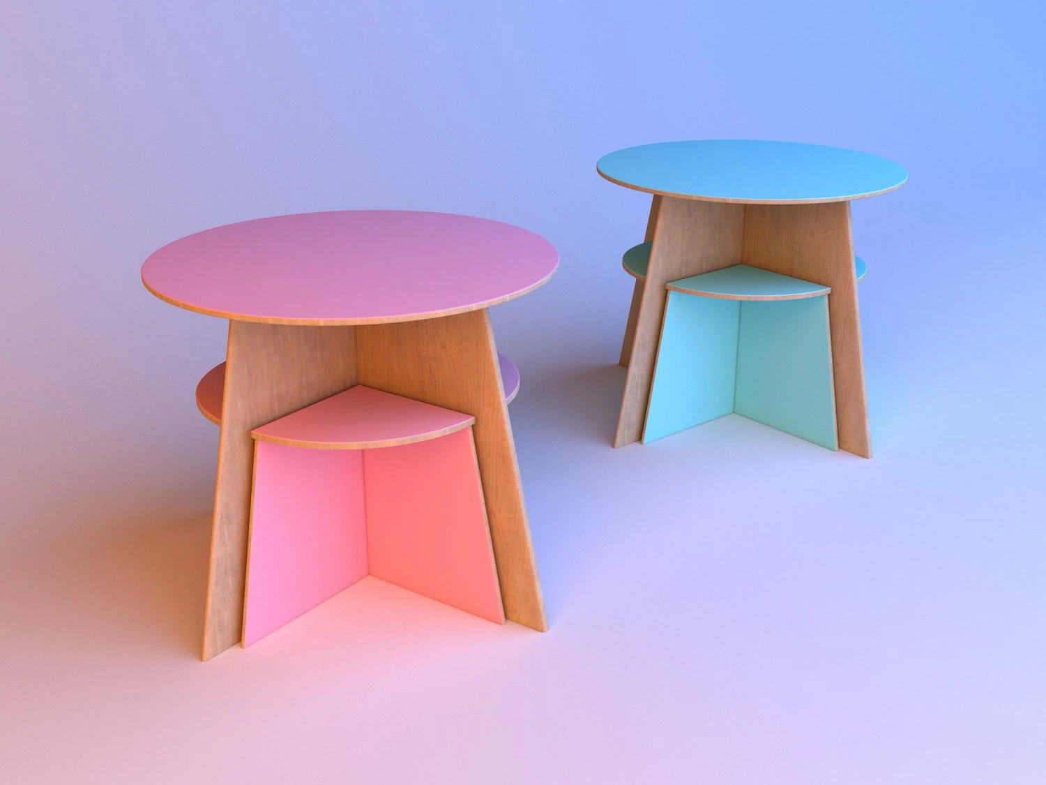 set of designer childrens furniture 3D Model .c4d .max .obj .3ds .fbx .stl .blend 